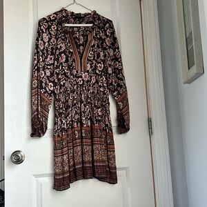 Purple floral satin mini dress